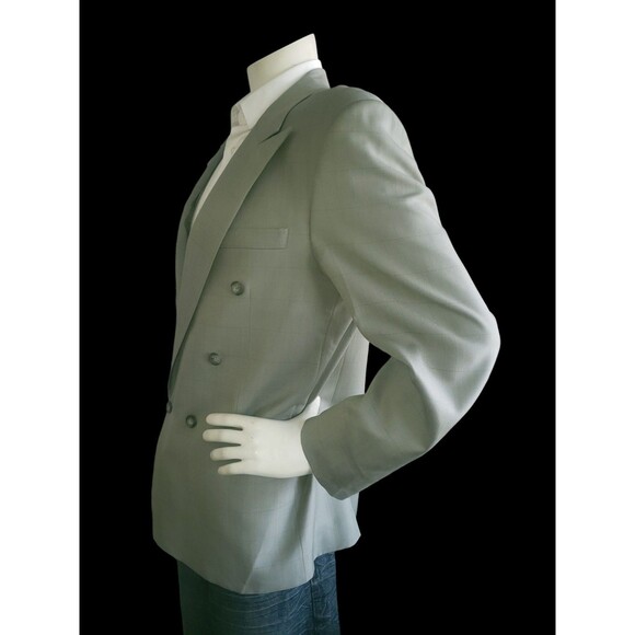 Holland & Sherry Savile Row Bespoke Blazer Mens 42R Windowpane Double Breasted - Picture 5 of 14